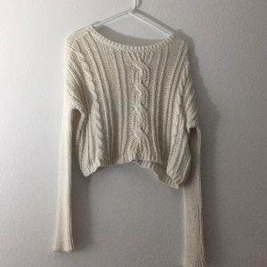 Abercrombie cropped cream sweater